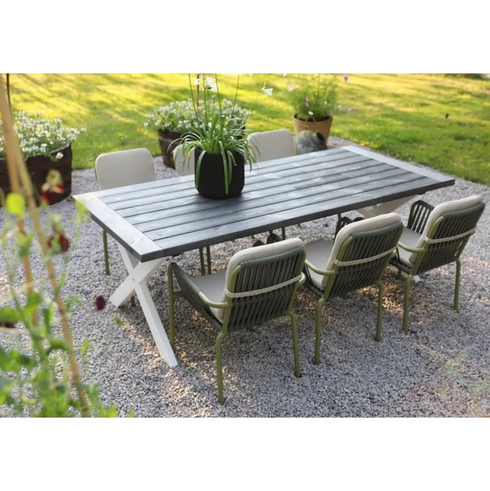 Oxford utematgrupp; Matbord 220 cm inkl 6 st Lincoln stapelbara stolar