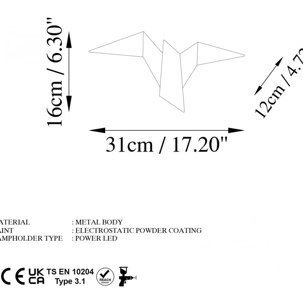 Pacali vägglampa 31 x 16 cm - Guld