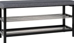 Padova bänk med hyllplan - Grå/svart