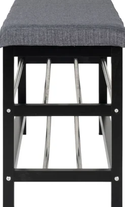 Padova bänk med hyllplan - Grå/svart