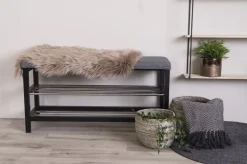 Padova bänk med hyllplan - Grå/svart