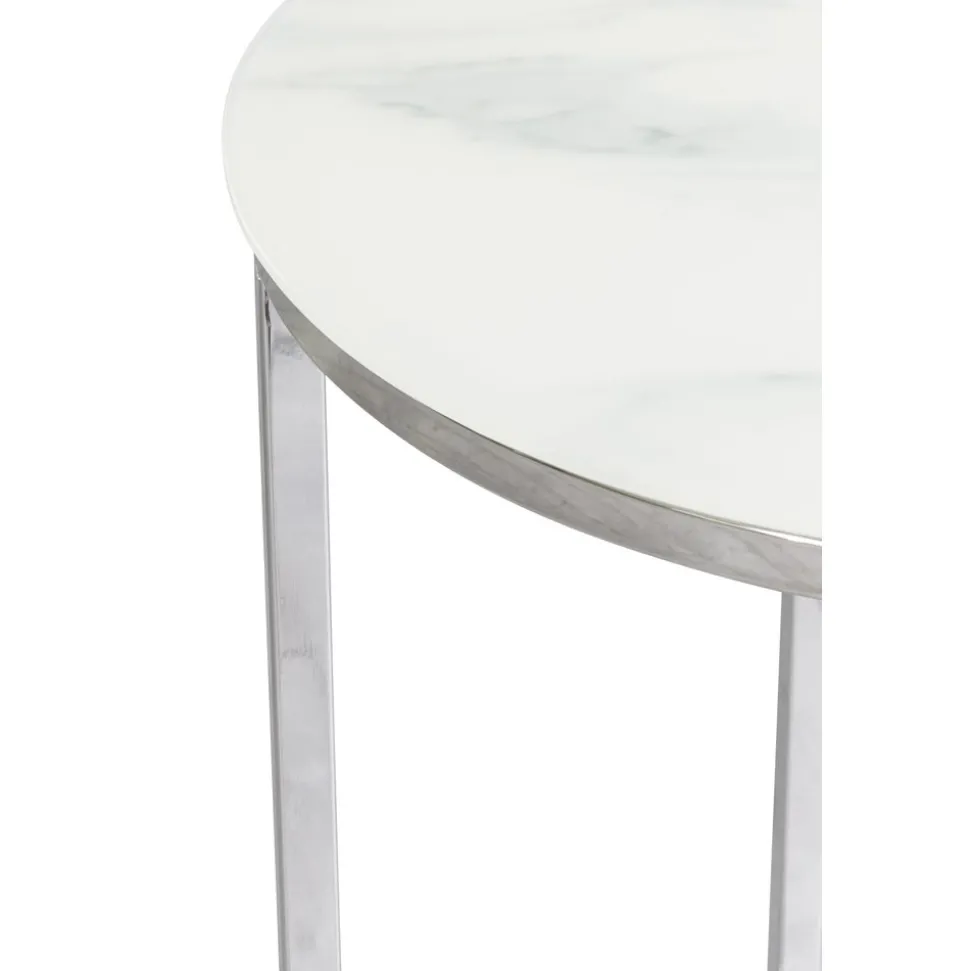 Palasso runt Lampbord Ø40 cm - Krom / Ljus marmorering + Möbeltassar