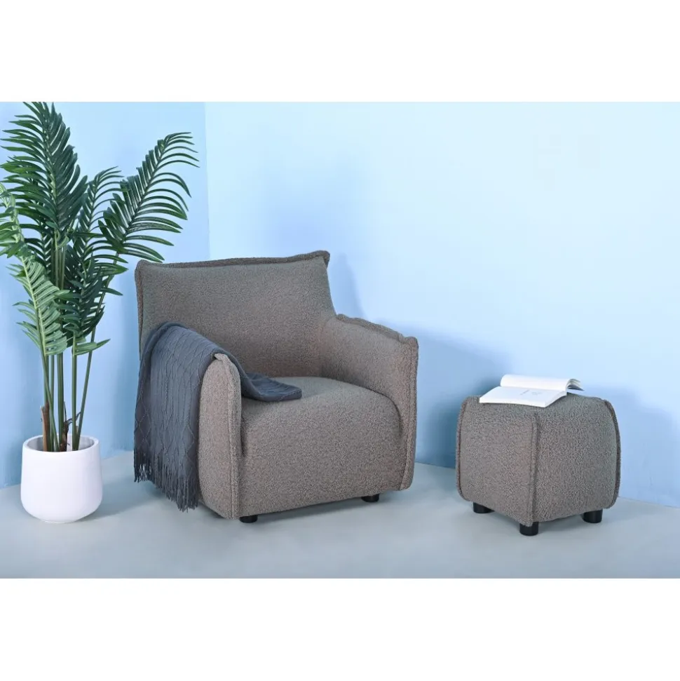 Pall 48x48 cm i mörkbeige bouclè