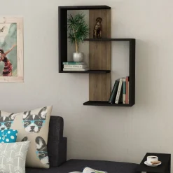 Paranoid vägghylla - Antracit/mörk ek