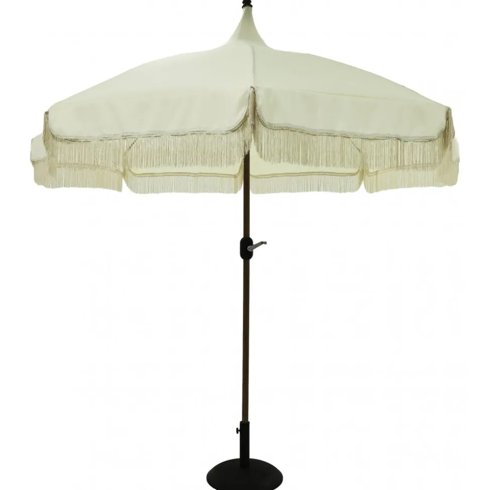 Parasoll med fransar 270 cm beige - Cirkus + Textilskydd för utemöbler