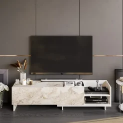 Parion TV-bänk - Vit marmor