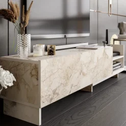 Parion TV-bänk - Vit marmor