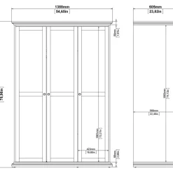 Paris garderob med 3 dörrar - Vit