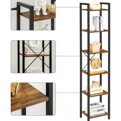 Petter bokhylla 40 x 187,5 cm - Brun/svart