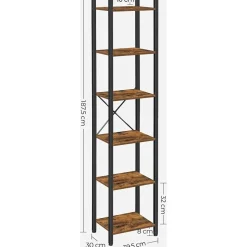 Petter bokhylla 40 x 187,5 cm - Brun/svart