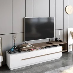 Pia TV-bänk - Valnöt/vit