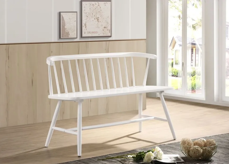 Pinnsoffa kökssoffa vit - Fårö + Textilrengöring för möbler