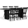 PiPi matgrupp 230 cm inkl. 6 st Karl svarta pinnstolar - Svartbetsat trä + 6.00 x Stolsdyna