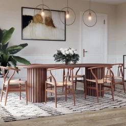 PiPi matgrupp ovalt matbord 240 cm valnöt + 6 st Brandon matstolar - Valnöt