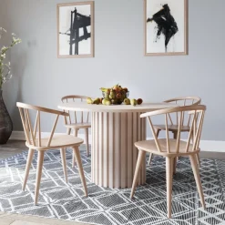 PiPi matgrupp, runt matbord Ø150 cm inkl 4 st Dalsland karmstolar - Whitewash