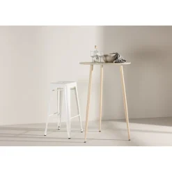 Plaza barbord Ø70 cm - Whitewash