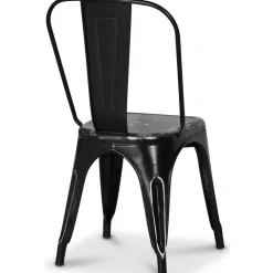 Plåtstol Industry Ingo i plåt - Borstad Svart / Silver + Möbeltassar