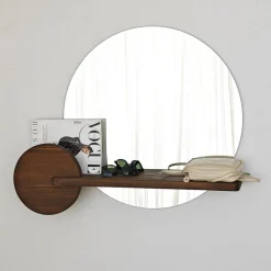 Points väggspegel med hylla - Valnöt