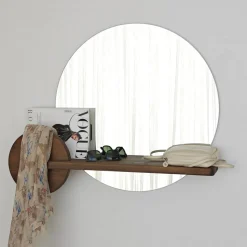 Points väggspegel med hylla - Valnöt