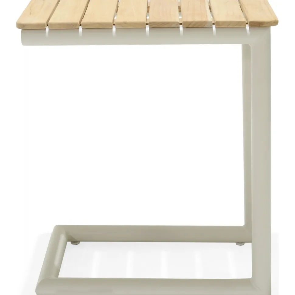 Portals loungegrupp 4 - Vit/teak + Textilskydd för utemöbler