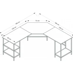 Power hörnskrivbord 180 x 60 cm - Mörkbrun