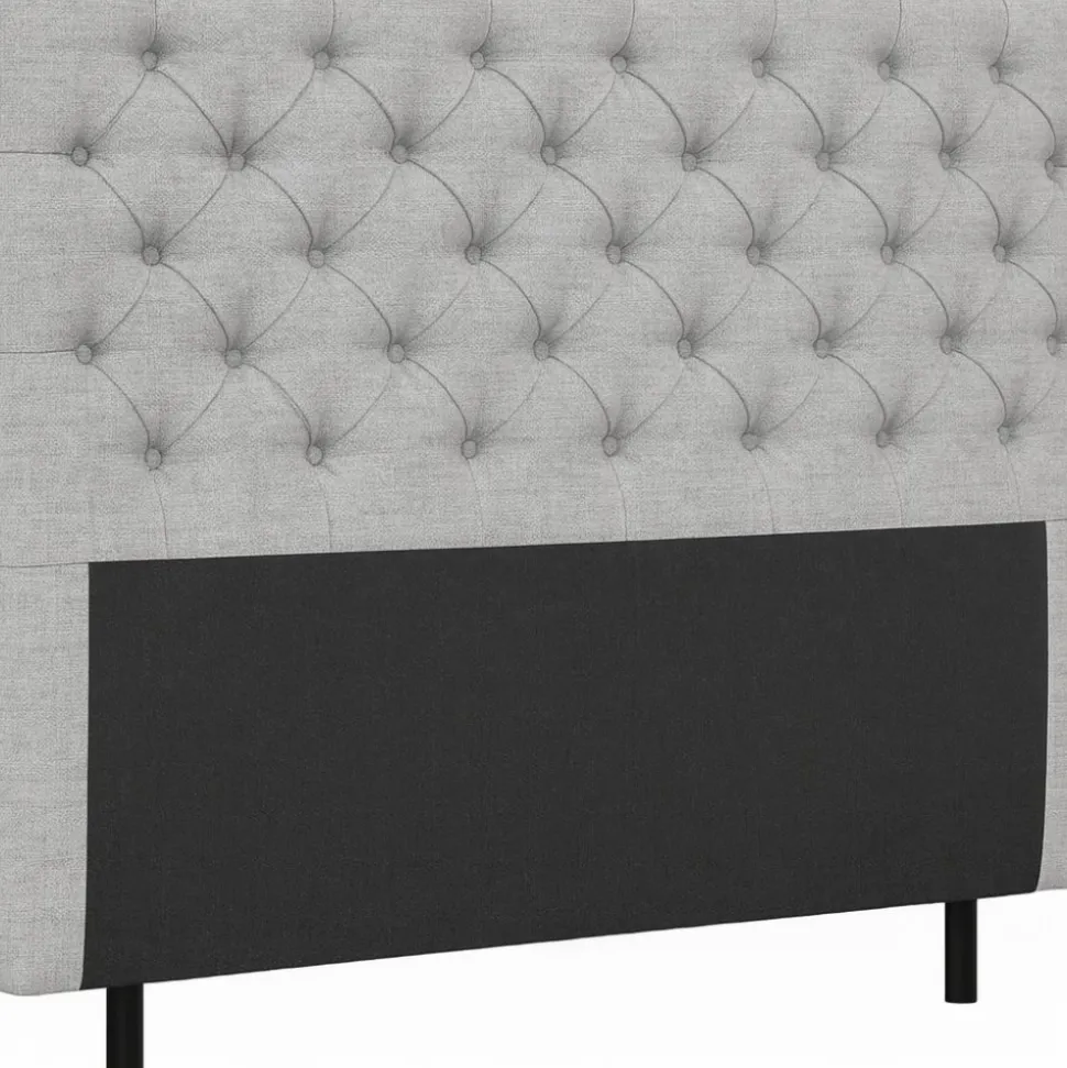 Presley sänggavel med knappar 140 cm - Ljusgrå