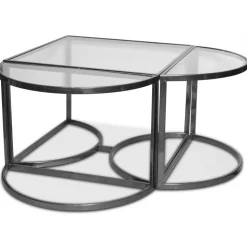 Prins soffbord och sidobord set om 3 bord - Silver/Glas