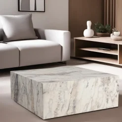 Prizma soffbord 90 x 90 cm - Vit marmor