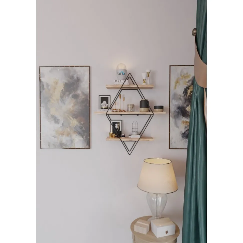 Prizma vägghylla - Svart/natur