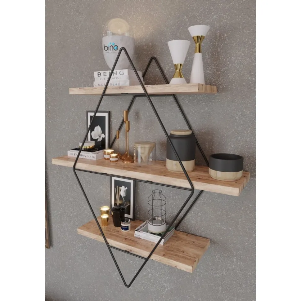 Prizma vägghylla - Svart/natur