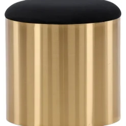 Puff sittpuff Ø45 cm - Svart/mässing