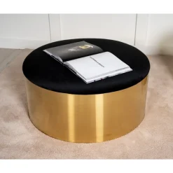 Puff sittpuff Ø75 cm - Svart/mässing