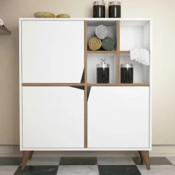 Pulse skåp - Vit/valnöt