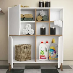 Pulse skåp - Vit/valnöt