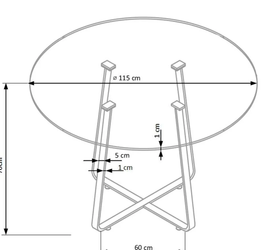 Raphael runt matbord 115 cm - Vit (Glas) / Metall