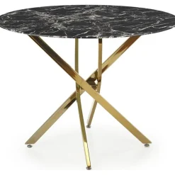 Raymond matbord Ø100 cm - Svart marmor/guld