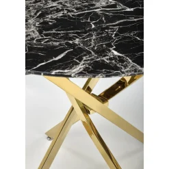 Raymond matbord Ø100 cm - Svart marmor/guld