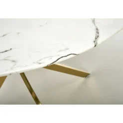 Raymond matbord Ø100 cm - Vit marmor/guld