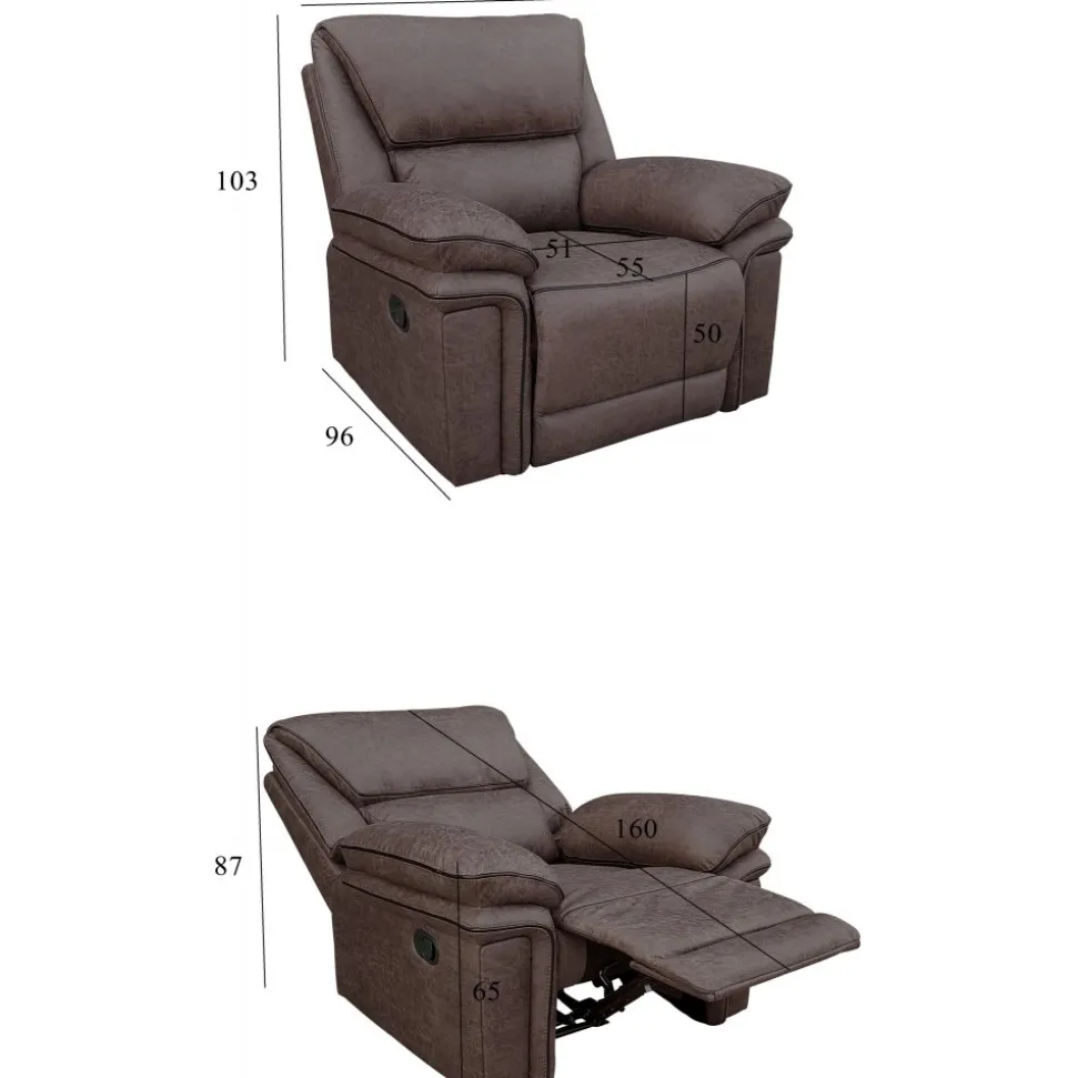 Reclinerfåtölj brun (Mikrofiber) - Riverdale + Textilrengöring för möbler