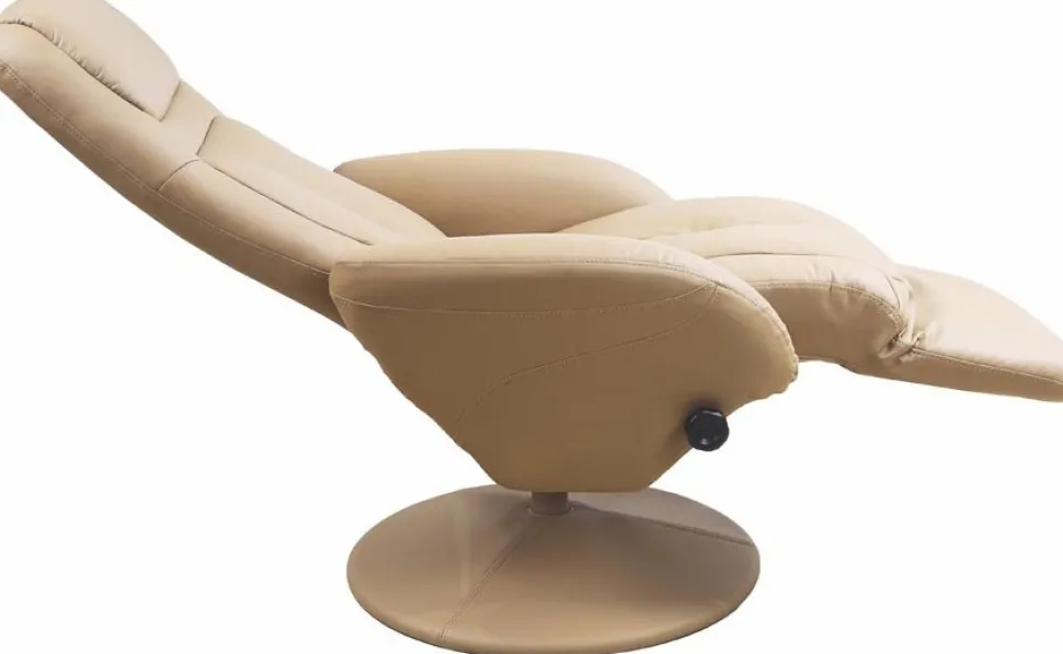 Reclinerfåtölj i beige PU + Textilrengöring för möbler