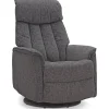 Reclinerfåtölj i grått tyg - Umeå + Textilrengöring för möbler