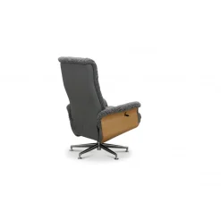 Reclinerfåtölj med fotpall i äkta fårskinn ek/grafitgrå - Ulla