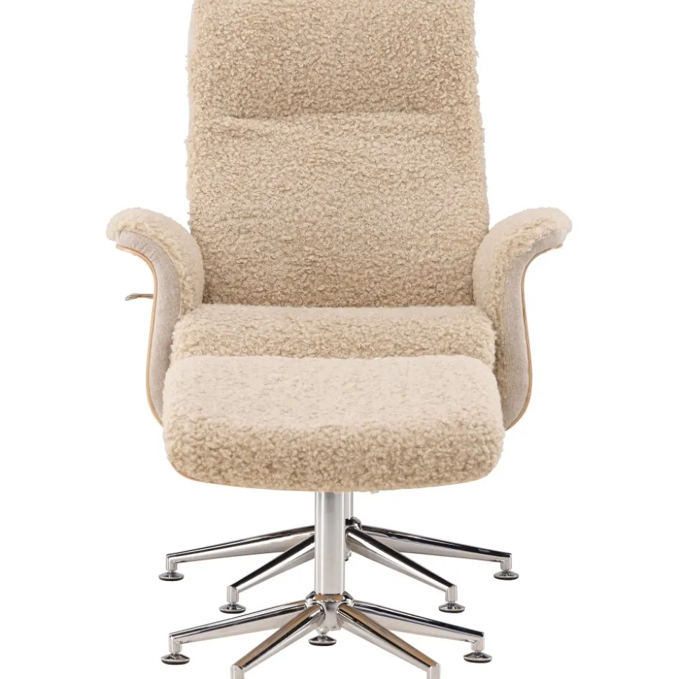 Reclinerfåtölj med fotpall Beige / Ek - Hagön