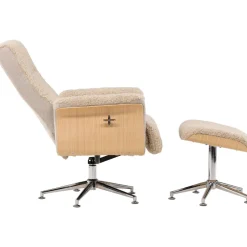 Reclinerfåtölj med fotpall Beige / Ek - Hagön