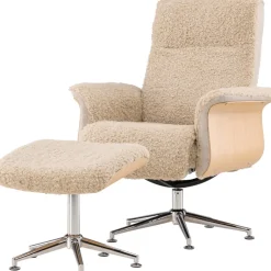 Reclinerfåtölj med fotpall Beige / Ek - Hagön