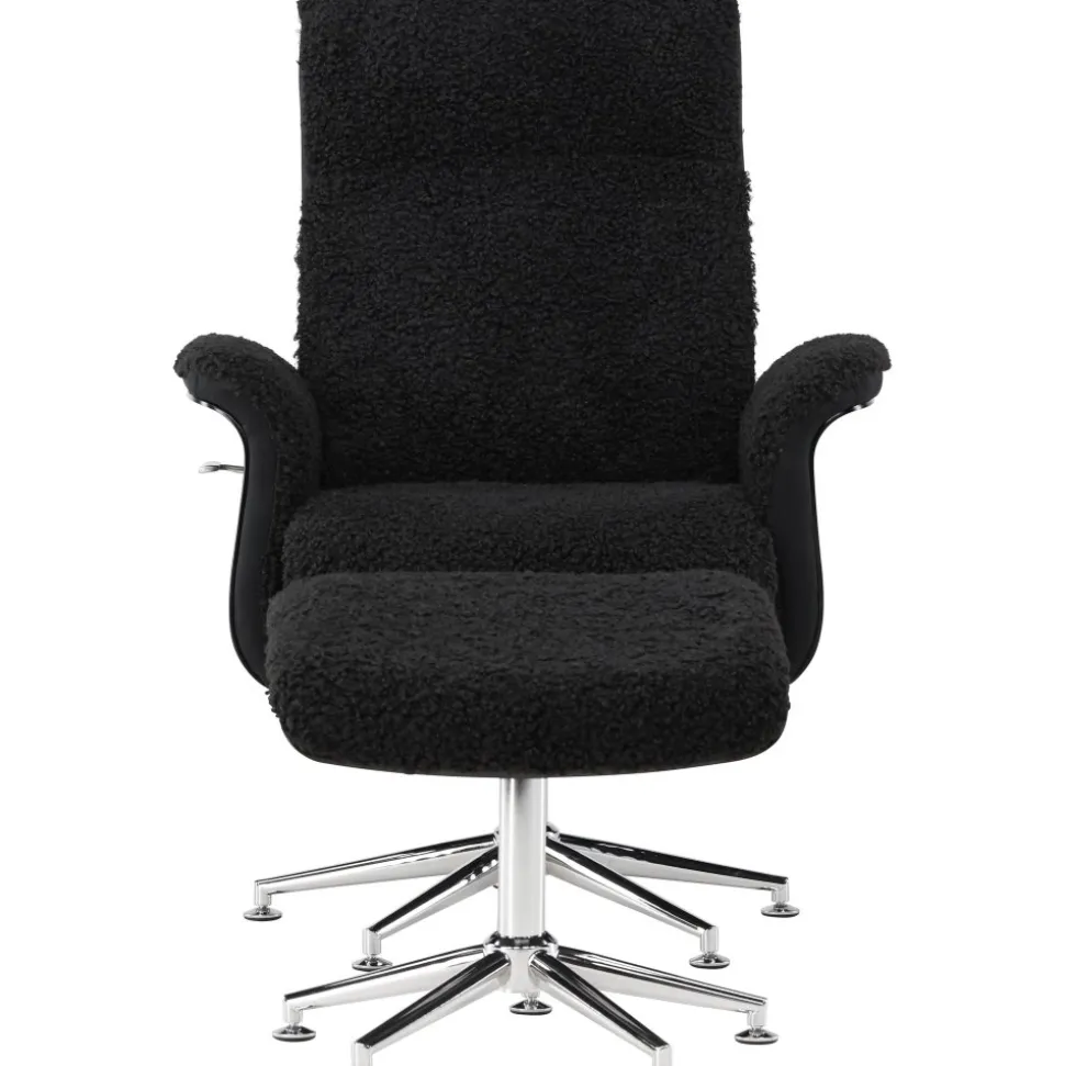 Reclinerfåtölj med fotpall Svart / Krom - Hagön + Fläckborttagare för möbler