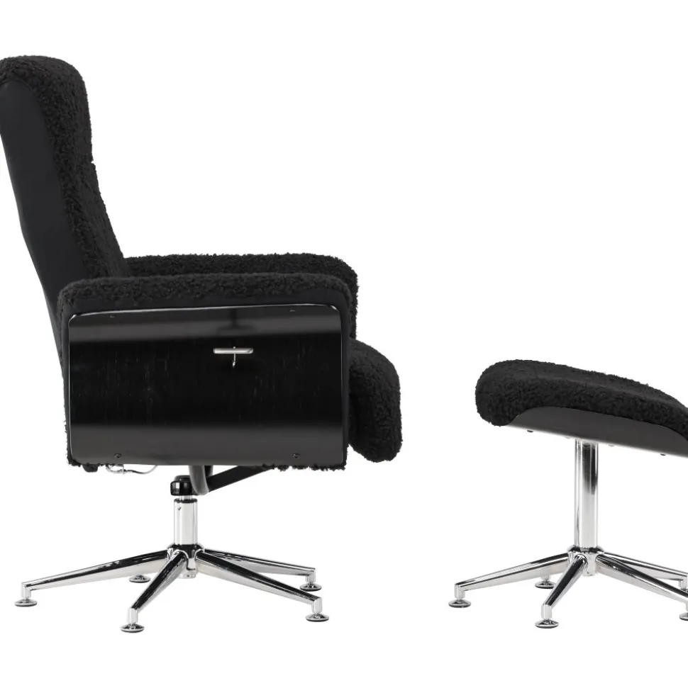 Reclinerfåtölj med fotpall Svart / Krom - Hagön + Fläckborttagare för möbler