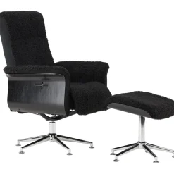Reclinerfåtölj med fotpall Svart / Krom - Hagön + Fläckborttagare för möbler