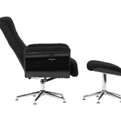 Reclinerfåtölj med fotpall Svart / Krom - Hagön + Fläckborttagare för möbler