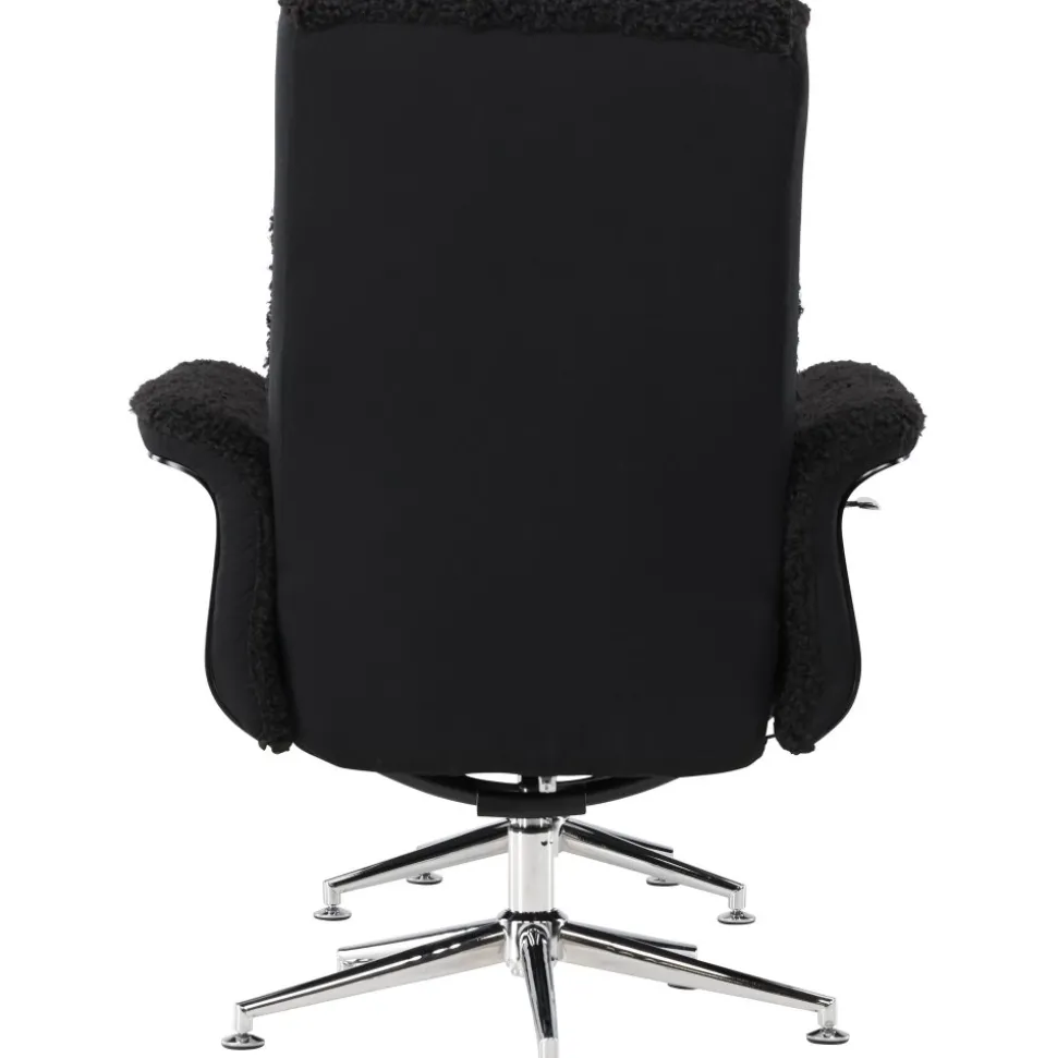 Reclinerfåtölj med fotpall Svart / Krom - Hagön + Fläckborttagare för möbler